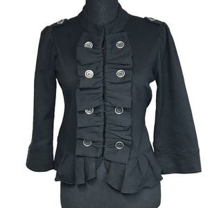Cynthia Rowley Black Jersey Military Utility Jacket